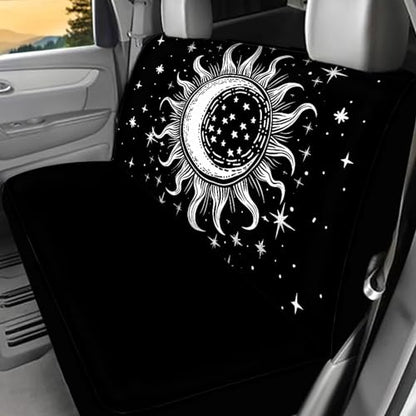 Goth Car Seat Covers Witchcraft Sun and Moon Print Bench Seat Covers for Trucks Universal Rear Seat Covers for Cars SUVs Sedan Split 2 Pack, Black - color: 1 Sun and Moon