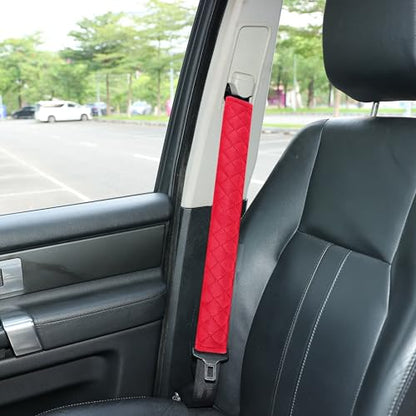 Amooca Soft Automotive Seat Belt Cover Seatbelt Shoulder Pad Neck Protector Cushions Universal Fit SUV Trucks Backpack Red Extra Long 19.7in - color: Red, size: 19.7in-1pc