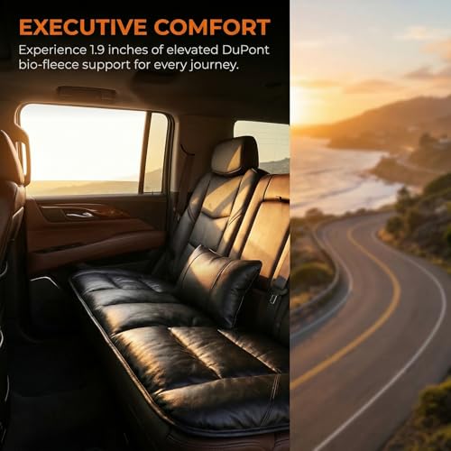 A leather rear seat cushion specially designed for cars - made by hand - can relieve pain in the buttocks, pressure points, and sciatic nerve. | Rear seat cover (Premium Black, Rear Seat Cushion) - color: Premium Black, size: Rear Seat Cushion