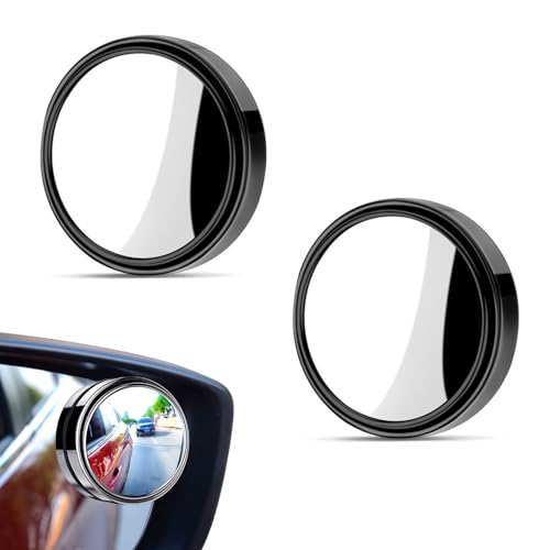2 PCS Car Blind Spot Mirror, 360 Degree Large Viewing Angle Round Mirror, 2" HD Glass Convex, Universal for Cars SUV and Trucks (Black) - color: Black