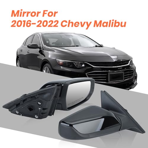 Driver Side View Mirror Compatible with Chevy Malibu 2016 2017 2018 2019 2020 2021 2022 Non Heated Without Signal Light Manual Folding LH(Gloss Black) - color: 3Pins-Gloss Black, size: Left Driver Side
