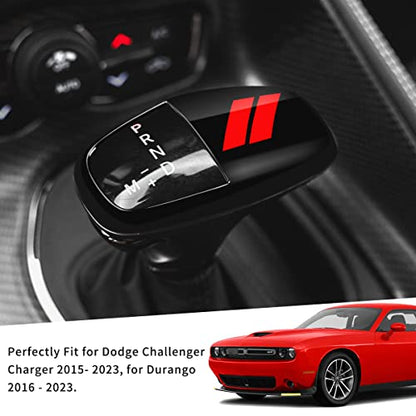 auovo Gear Shift Knob Cover Trim for Dodge Charger Accessories 2015-2023 Challenger 2015-2024 / Durango 2016-2026 (Black-Red) - color: Black-Red