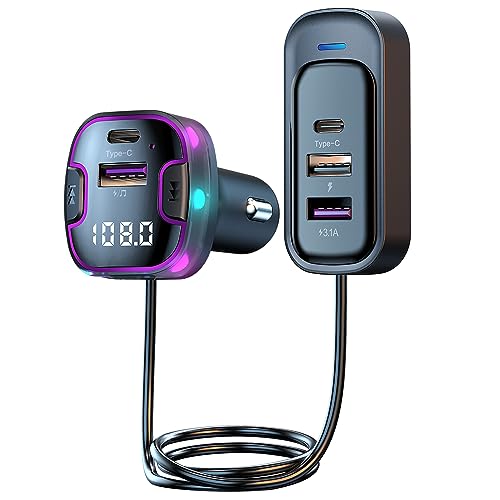 Bluetooth FM Transmitter for Car, Hands-Free Calls, HD Sound Quality 5.3, 5V3.1A Fast Charging, U Disk Music Playback, Support 5 Devices Charging at The Same time (CS6) - size: CS6