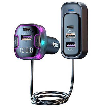 Bluetooth FM Transmitter for Car, Hands-Free Calls, HD Sound Quality 5.3, 5V3.1A Fast Charging, U Disk Music Playback, Support 5 Devices Charging at The Same time (CS6) - size: CS6