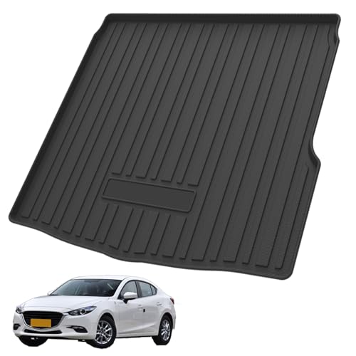 Elsetyler Custom Fit for Cargo Liner Mazda 3 Sedan 2014-2018 - Black TPE All Weather Heavy Duty Waterproof Rear Cargo Tray Trunk Floor Mat Protector - color: Mazda 3 Sedan 2014-2018