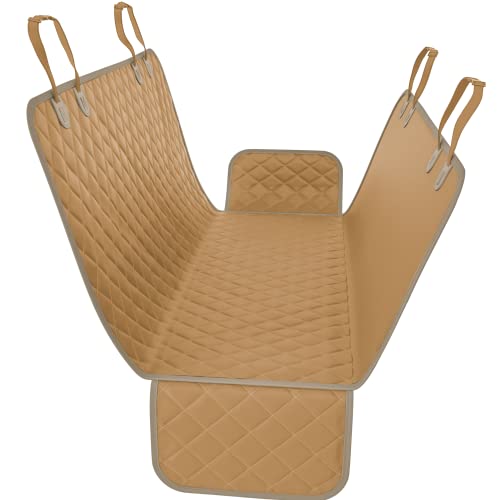 Active Pets Beige XL Dog Car Hammock Back Seat Cover, Waterproof Backseat Cover Protector for Truck Bench Rear of Sedans or SUVs, Essential Pet Supplies Vacuum or Wipe Clean, Machine Washable - color: Beige, size: X-Large (59" x 63")