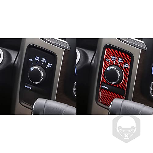 Compatible with Dodge Ram 1500/2500/3500 2013 2014 2015 Red Real Carbon Fiber Four-Wheel Drive Switch Panel Interior Accessories Red (Kit-B 6Pcs) - color: Red 11