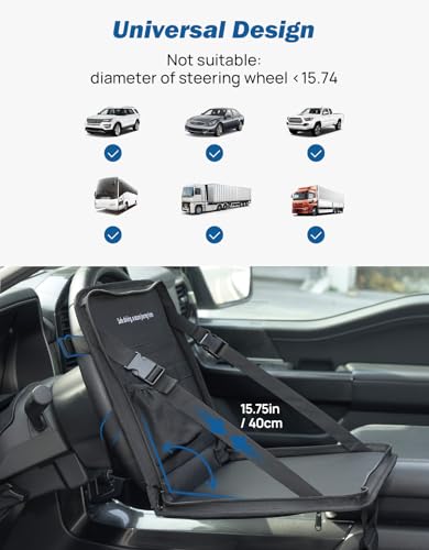 JOYTUTUS Steering Wheel Tray, Multifunctional Laptop Desk, Back Seat Headrest Table for Eating, Fit for Large Vehicles, Like Trucks, Pickups, Semi-Trailers - size: Large