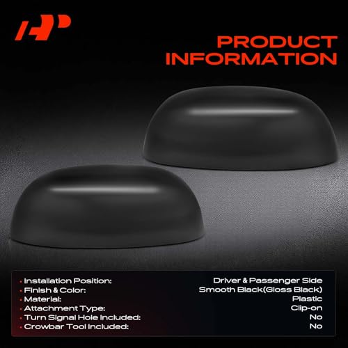 A-Premium 2 PCS Driver and Passenger Side Rearview Mirror Covers Caps - Compatible with Kia Soul 2014-2019 - Smooth Black, Without Turn Signal Hole