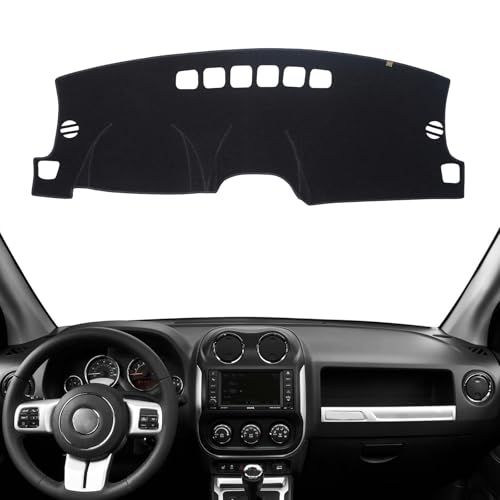 Dashboard Cover Dash Mat Fit for Je-ep 2016-2009 Compass,2017-2009 Patriot (for MK Body Code),Car Dash Board Mat Anti-Glare Carpet,Non-Slip Pad Sunshield Protector (Black) - color: Black, size: Fit 09-16 Compass/Patriot - (Black)