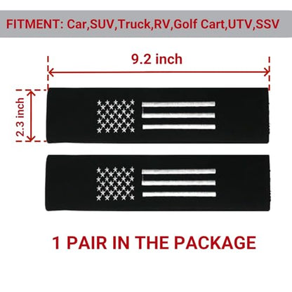 KAELTHAS 2 PCS Car Seat Belt Cover Pad Cushions Comfortable Driving Interior Accessories for Car SUV Truck Tractor Golf Cart UTV (Napa Leather with USA Flag) - style: Napa Leather with USA Flag
