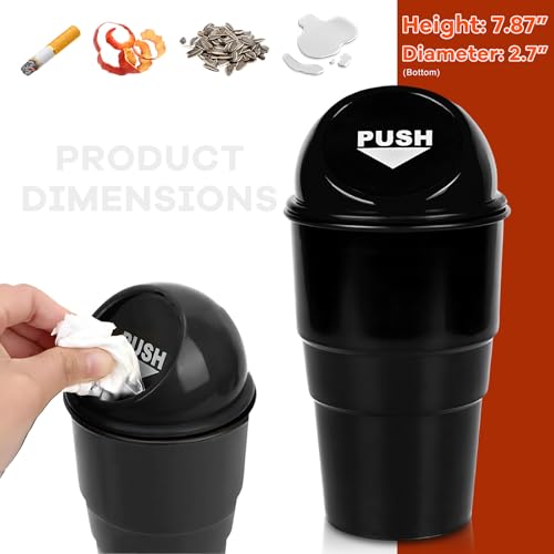 Cup Holder Trash Can for Car, Leakproof Vehicle Back Seat Garbage Can Mini Portable Trash Bin with Lid, Universal Smellproof Cup Holder Garbage Bin for Cars Trucks SUVs (Black) - color: Black