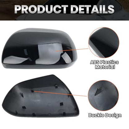 Compatible with 2012-2020 Toyota Sienna Left Side Mirror Cover Cap, Black Driver Side Clip-on Mirror Cap Replacement Without Turn Signal Light Replaces for 87945-08010 - color: Left Black