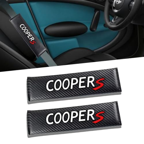2PCS Carbon Fiber Texture seat Belt Covers Compatible with Cooper seat Belt Shoulder Pads Soft and Comfortable