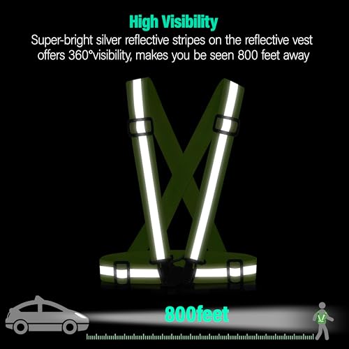 Reflective Vest Running Gear, 2Pack High Visible Safety VES for Cycling Jogging Running Walking, Adjustable for Men Women Kids - color: Green