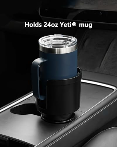 Upgraded Car Cup Holder Expander Adapter with Offset Adjustable Base, Compatible with Yeti 14/24/36/46oz Ramblers, Hydro Flasks 32/40oz, Other Large Bottles Mugs in 3.5"-4.0", 2 Pack - color: Black, size: Large*2