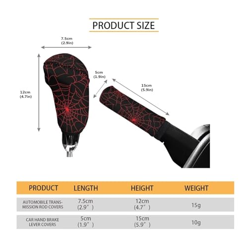 KEIAHUAN Black Red Spider Web Car Handbrake & Gear Shift Cover Set Anti-Slip Car Gear Shift Handle, Handbrake Cover Universal for Most Cars, Sedan, Truck, SUV - color: Black Red Spider Web