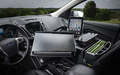 AutoExec Reach Car Desk for Your Vehicle Workstation and Mobile Office, Front Seat, Black with Printer Stand and Tablet Mount - color: Black, style: Printer Stand and Tablet Mount