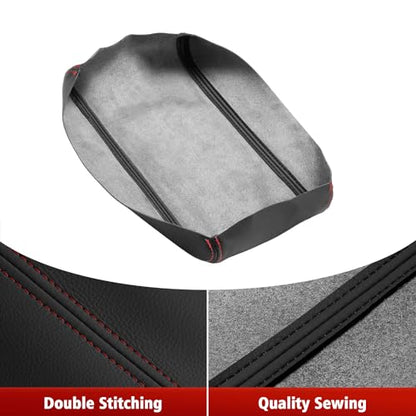 KBH Center Console Armrest Cover Replacement for Toyota Camry 2012 2013 2014 2015 2016 2017, Vinyl Leather Arm Rest Skin Upholstery, Black-Red Stitch (Leather Part Only) - color: Black-Red Stitch, size: Camry 2012-2017