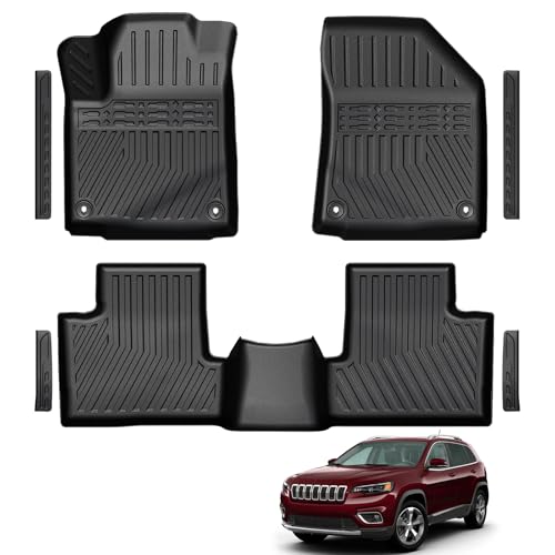 Floor Mats for Jeep Cherokee 2016-2023 (Not for Grand Cherokee), TPE All Weather Durable Floor Liners Door Sill Guards Cherokee Accessories - size: 2016-2023 | For Jeep Cherokee