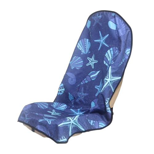 Sweat Towel Car Seat Cover Protector Front Seats for Gym Workout, Running, Swimming, Beach and Hiking, Waterproof Universal Seat Cover for Car, Truck, Van & SUV (1pcs Front Seat) - color: Starfish Shell Conch, size: 1pcs Front Seat