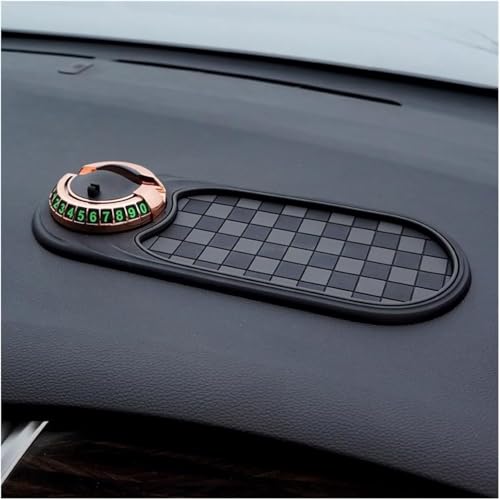 Multifunction Car Anti-Slip Mat Auto Universal Phone Holder, Rotatable Anti Skid Car Dashboard Pad with Temporary Parking Numbe and Large Pad for Phones Sunglasses Keys Gadgets(Style-6) (Black-Gold) - color: Black-Gold