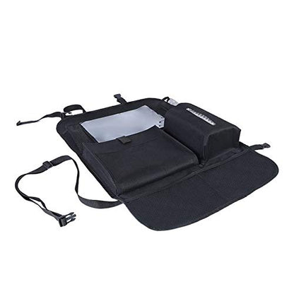 2 Pcs Large Size Car Backseat Organizer with 1 Pcs Trash Garbage Bag, Clear Screen Tablet Holder and 9 Storage Pockets,Foldable Seat Back Protectors for Toys Drinks Book ,Travel Accessories (Black)