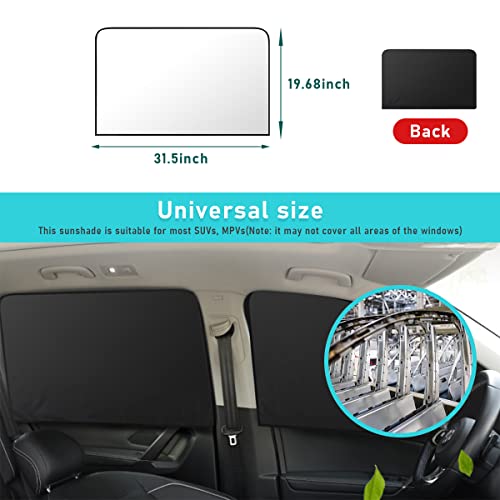 Ziciner Car Window Sun Shade（Only for Metal Frame）, 2 Pcs Auto Side Rear Magnetic Windshield Curtains, Sun Heat Blocker and UV Rays Protector, Universal Window Covers for Car, SUV (Silver-Back Window) - color: Silver-Back Window