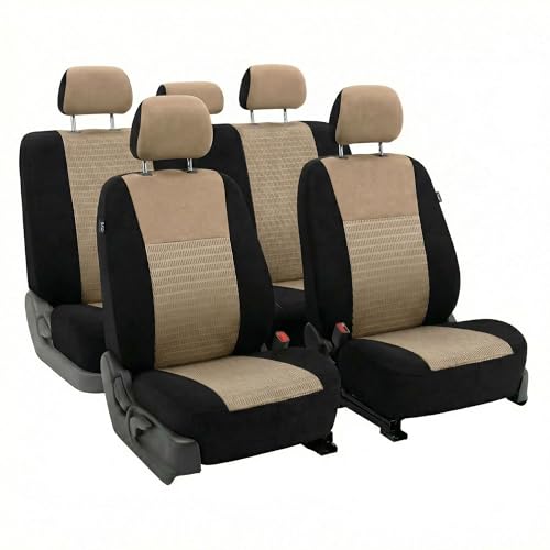 FH Group Car Seat Covers Trendy Elegance Beige Full Set Automotive Seat Covers, Airbag and Split Rear Combo Non-Slip Dash Grip Pad Universal Fit Interior Accessories Cars Trucks SUV Car Accessories - color: Beige, size: Full Set