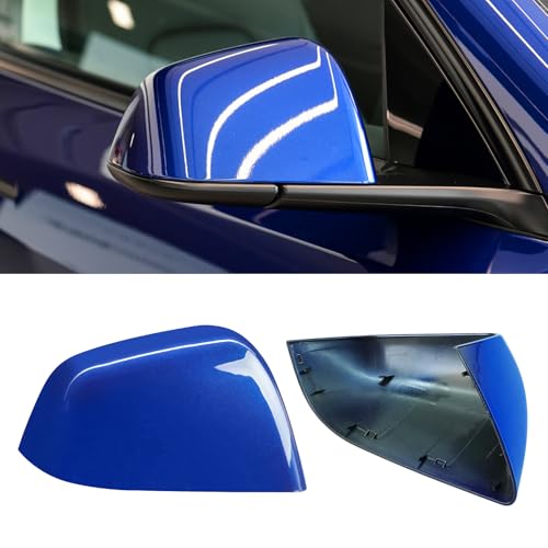 Jaronx Compatible with Tesla Model Y Side Mirror Cover Replacement 2020 2021 2022 2023 2024, Right Passenger Side Blue Door Wing Rearview Mirrors CoverCap for Tesla Model Y Accessories - color: Blue, size: Right