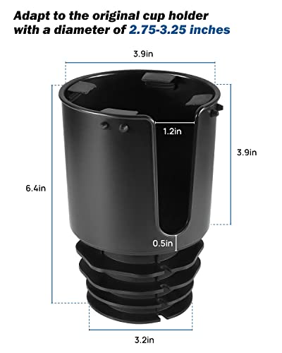 JOYTUTUS Large Stable Cup Holder Expander for YETI, Hydro Flask, Hold 18-40 oz Bottles and Mugs, Car Cup Holder Adapter with Adjustable Rubber Base - size: 1pcs