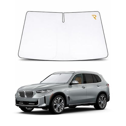 RevLux Car Windshield Sun Shade SUV & Sedan – UPF 2000+ Sun Protection & 99.95% UV Blocking Ice-Core Cooling Fabric | Zero Light Leakage Black Glue Layer | Heat Insulation Car Sun Shade (59"x33") - size: Large – SUV Fit (59"x33")