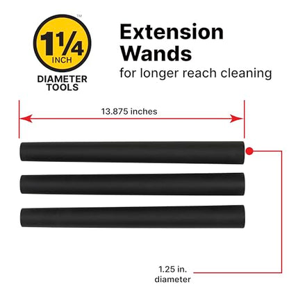Shop-Vac 9061400 1.25 Inch Diameter Extension Wands, 3-Piece Set, Durable Black Plastic, Ideal for Extended Reach With 1.25 Inch Hoses - style: Extension Wands