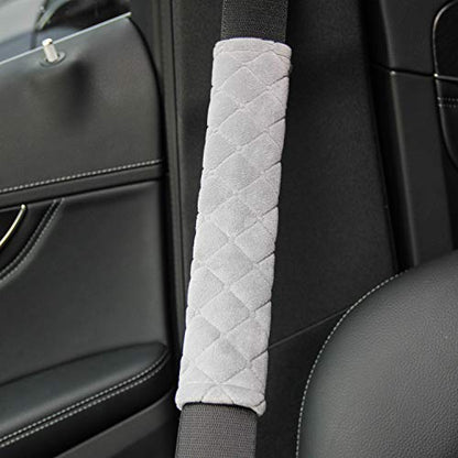 Amooca Soft Automotive Seat Belt Cover Seatbelt Shoulder Pad Neck Protector Cushions Universal Fit SUV Trucks Backpack 2 PCS Light Grey 10.2in - color: Light Grey, size: 10.2in-2pc