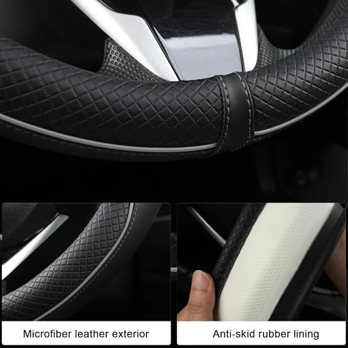 West Llama Customized Auto Car Steering Wheel Cover for Dodge RAM 1500 2500 3500, 15.5-16 inch (Black+Gray Line-Large Size) - color: D-Black+Gray, size: Large Size (15 ½''-16'')