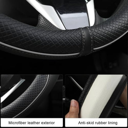 West Llama Customized Auto Car Steering Wheel Cover for Dodge RAM 1500 2500 3500, 15.5-16 inch (Black+Gray Line-Large Size) - color: D-Black+Gray, size: Large Size (15 ½''-16'')