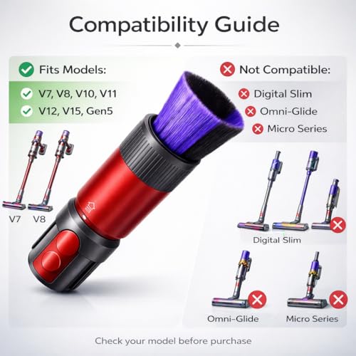 Self-Cleaning Soft Dust Brush Attachment Compatible with Dyson V7, V8, V10, V11, V15 – Scratch-Free Bristles for Delicate Surfaces – Premium Dusting Tool for Home and Car Cleaning - style: Scratch-Free Dusting