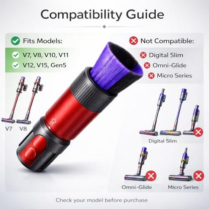 Self-Cleaning Soft Dust Brush Attachment Compatible with Dyson V7, V8, V10, V11, V15 – Scratch-Free Bristles for Delicate Surfaces – Premium Dusting Tool for Home and Car Cleaning - style: Scratch-Free Dusting