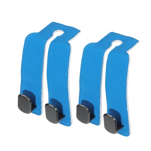 Purse and Bag Hook for Car, Zinc Alloy Seat Headrest Hooks, Upgraded Leather Car Seat Back Purses Hanger and Bags Holder (Blue, 2Pack) - color: Blue