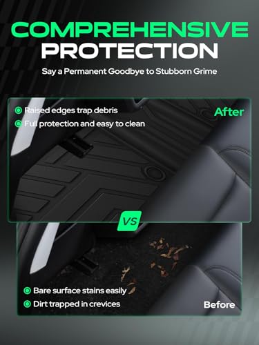 YHTAUTO Floor Mats Fit 2019-2025 Lexus ES350/ES300h, TPE All Weather Car Mats Waterproof Anti-Slip Odorless Floor Liner, Interior Car Accessories Front & 2nd Row Liner - size: For 2019-2025 ES