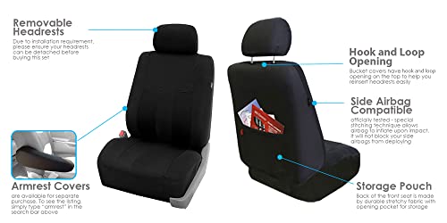FH Group Three Row Set Striking Striped 7 Seater Car Seat Covers, Airbag Compatible & Split Ready – Universal Fit for Cars Trucks & SUVs Black - color: Black, size: 3 Row/7 Seater