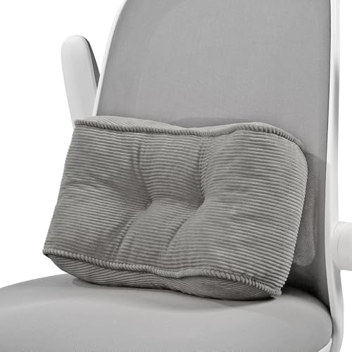 Lumbar Support Pillow for Study Desk Chair, Bite-Size Natural Latex Foam Back Support Pillow for Lower Back Pain Relief, Soft & Support Corduroy Office Chair Cushion, S, Gray - color: Gray, size: S (14.9"x9")