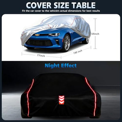 Car Cover Waterproof All Weather for Chevrolet Camaro 2010-2025,All-Around Fastening and 4 Upgrades, 30s Quick-Install for Car Cover - size: 3（for Camaro）
