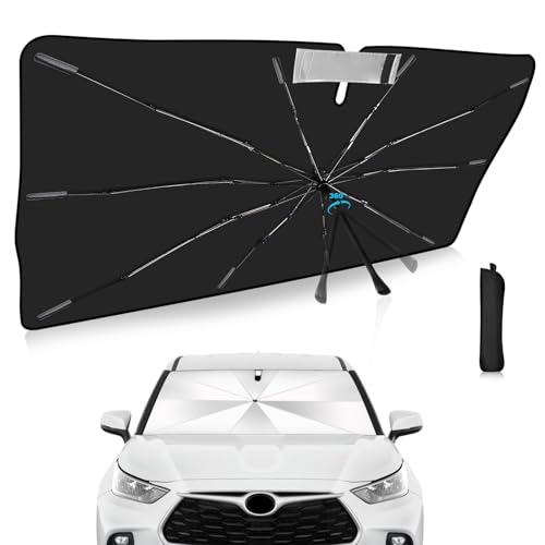 Windshield Sun Shade Umbrella Custom Fit for Toyota Highlander 2020-2025 2026 Foldable UV Protection Car Cover, Emergency Rain Shield & Dashboard Protector - Durable Auto Accessory - size: For Toyota Highlander 2020+