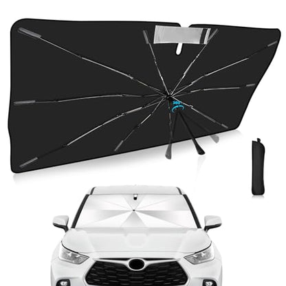 Windshield Sun Shade Umbrella Custom Fit for Toyota Highlander 2020-2025 2026 Foldable UV Protection Car Cover, Emergency Rain Shield & Dashboard Protector - Durable Auto Accessory - size: For Toyota Highlander 2020+