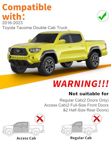 Extra-Thick Window Rain Guard for Toyota Tacoma Double Cab 2016-2023 Rain Guards Tape-on Side Truck Window Visors Full-Size Vent Visor Window Deflectors Vent Shades Car Accessories - size: Fit for 2016-2023 Toyota Tacoma