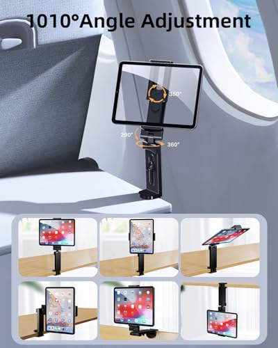 OGRANEE Airplane Tablet Holder Mount, Long Flight Essentials Travel Accessories for iPad, Foldable Tablet Stand for Plane Seat Back, Best Gifts for Travelers women, Fit for iPad, Phone, Switch, kindle