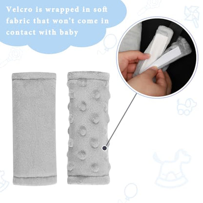 SWESEN Baby Car Seat Belt Covers for Boys and Girls, Carseat Shoulder Padding, Soft Car Seat Neck Cover, Mink Car Seat Straps Shoulder Pads, Solid Colour Stroller Strap Cover for Baby Kids, Grey - color: Grey