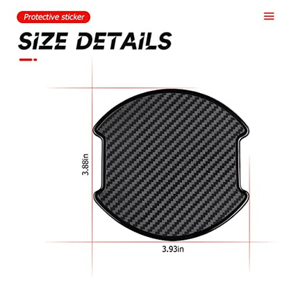 4Pcs Car Door Handle Stickers, 3D Carbon Fiber Texture Auto Door Cup Protective Film, TPU Scratch Protector Cover Guard Pad, Universal for Most Models (3.89''3.93'') - size: 3.89''×3.93''
