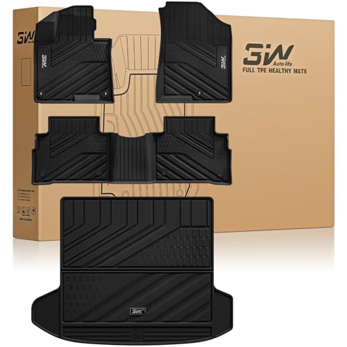 3W Floor Mats & Cargo Liner (with Subwoofer) Fit Kia Sportage Gas (Not Fit Hybrid or PHEV) 2023-2025 2026 TPE All Weather Custom Fit Floor Liner for Kia Sportage Full Set Car Mats, Black - size: 1.For Kia Sportage | 23-26 | Combo Set